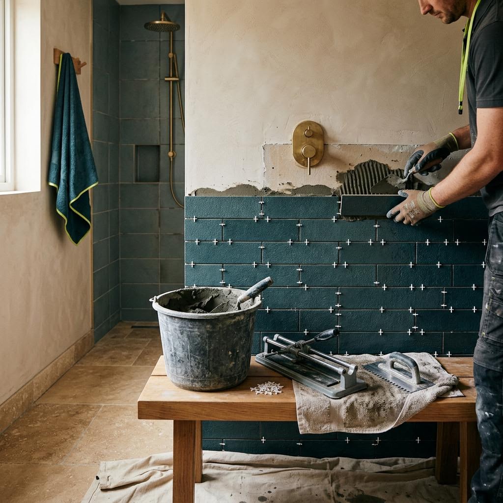 Home Services professionals serving bathroom remodeling customers