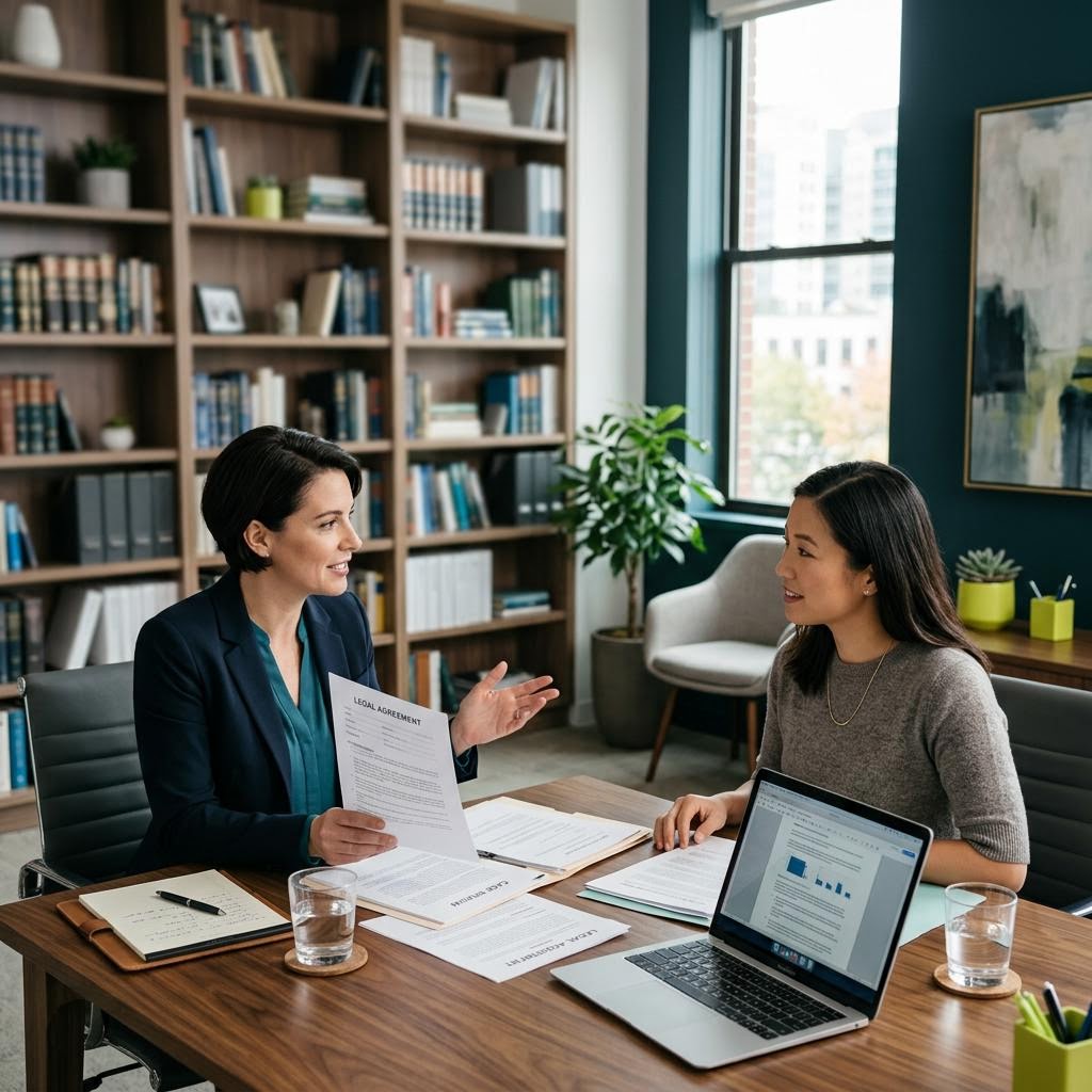 Legal professionals working with customers