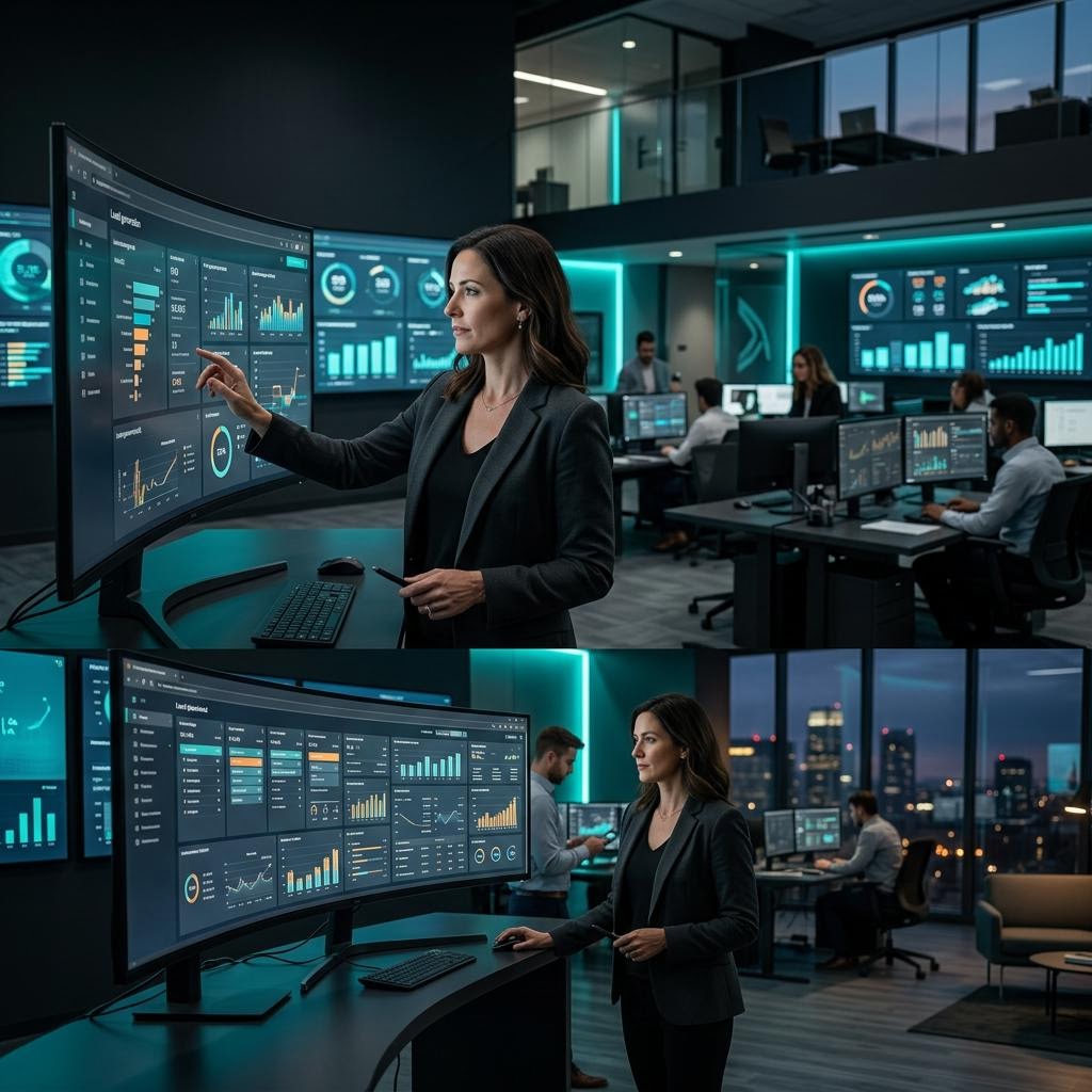 A lead buyer reviewing exclusive lead metrics on a dashboard before scaling spend