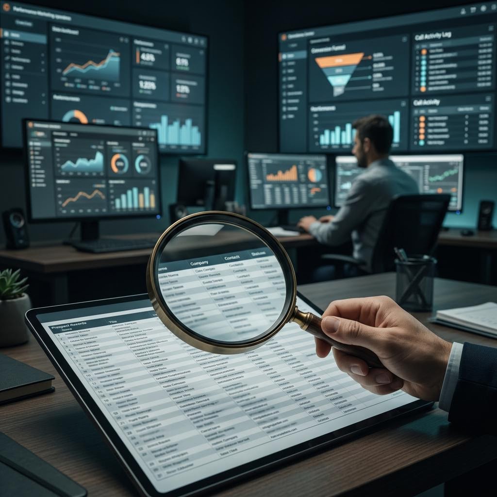 Analyst reviewing lead quality signals across contact, qualification, and close rates