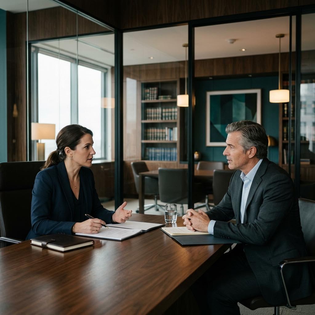 A law firm intake specialist on a phone call taking notes about a personal injury claim